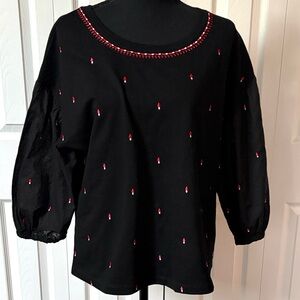 fab'rik Embroidered Holiday Top